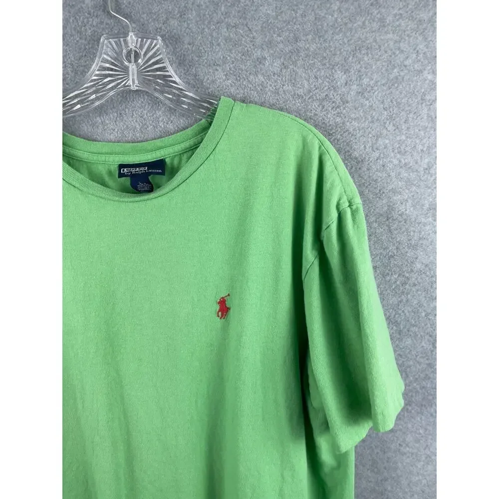 Polo Ralph Lauren Shirt Men's L Lime Green Short Sleeve Crew Neck Basic Designer